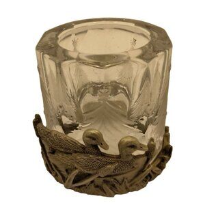 Christmas Tree  Duck Candle Holder Lodge Cottage Cabin Frosted Etched 3 Inch